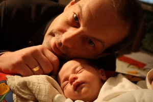 Mit Papa, aber immer noch müde...